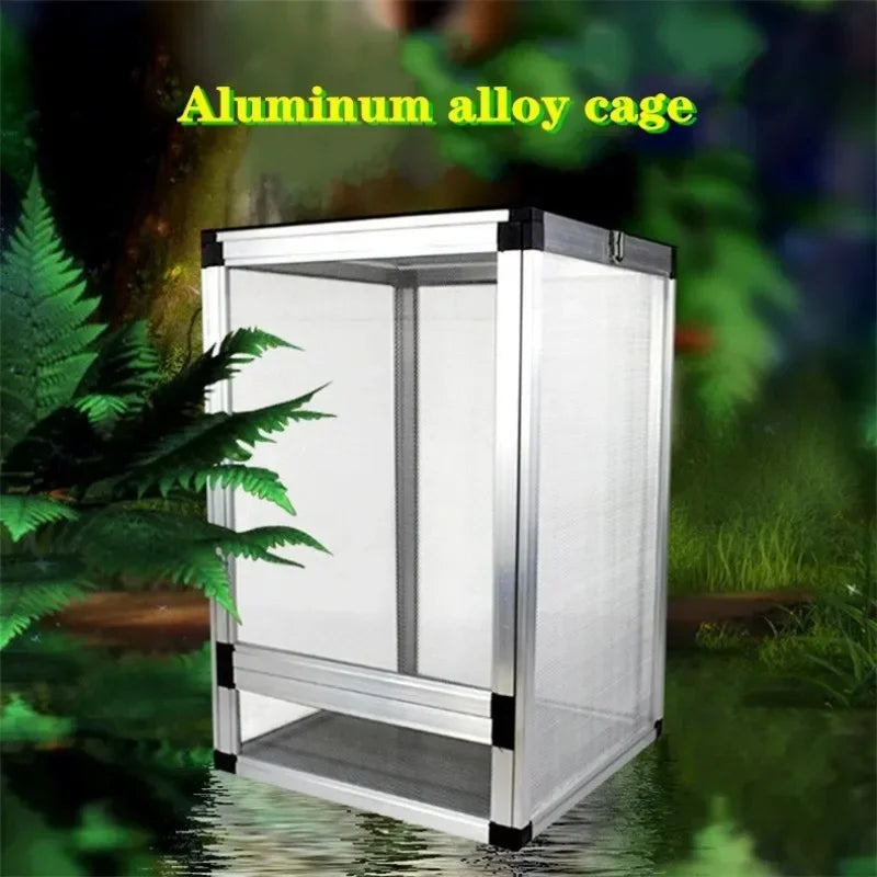 Reptile Rainforest Habitat Tank Aluminium Reptile Terrarium Breeding Cage with Screen Ventilation for Reptile Lizard Chameleon