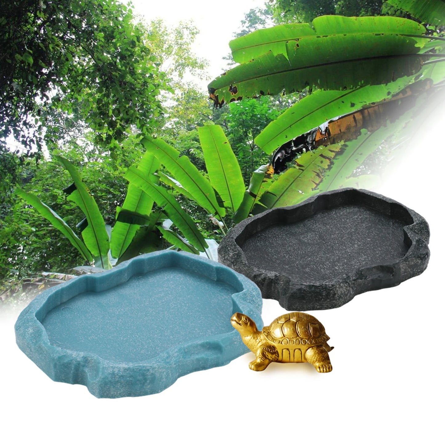 ABS Resin  Reptile Rock Food and Water Dish Feeder Bowl for Tortoise Lizard Reptile Feeder Lizard Feeder Reptile Bowl