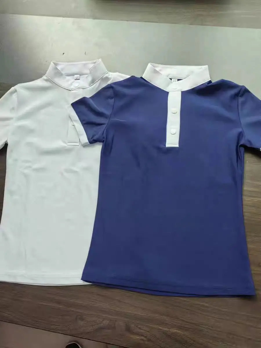 UURUU Girls Summer Equestrian T Shirt Short Sleeve Quick Dry Polyester High Elastic Riding Clothing