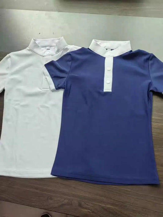 UURUU Girls Summer Equestrian T Shirt Short Sleeve Quick Dry Polyester High Elastic Riding Clothing