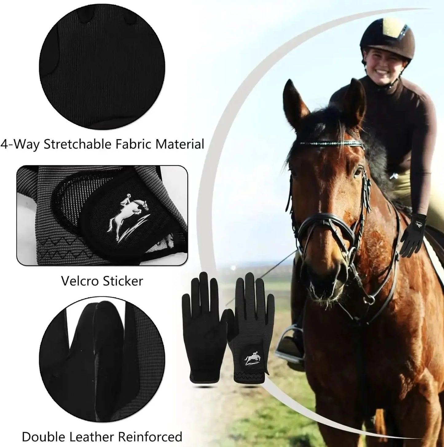 Lightweight Breathable Mesh Equestrian Gloves for Women, Color Pack Offering Comfortable Secure Grip in All Weather Conditions