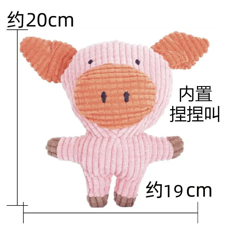 Fun Pet Toy Donkey Shape Corduroy Chew Toy For Dogs Puppy Squeaker Squeaky Plush Bone Molar Dog Toy Pet Training Dog Accessories