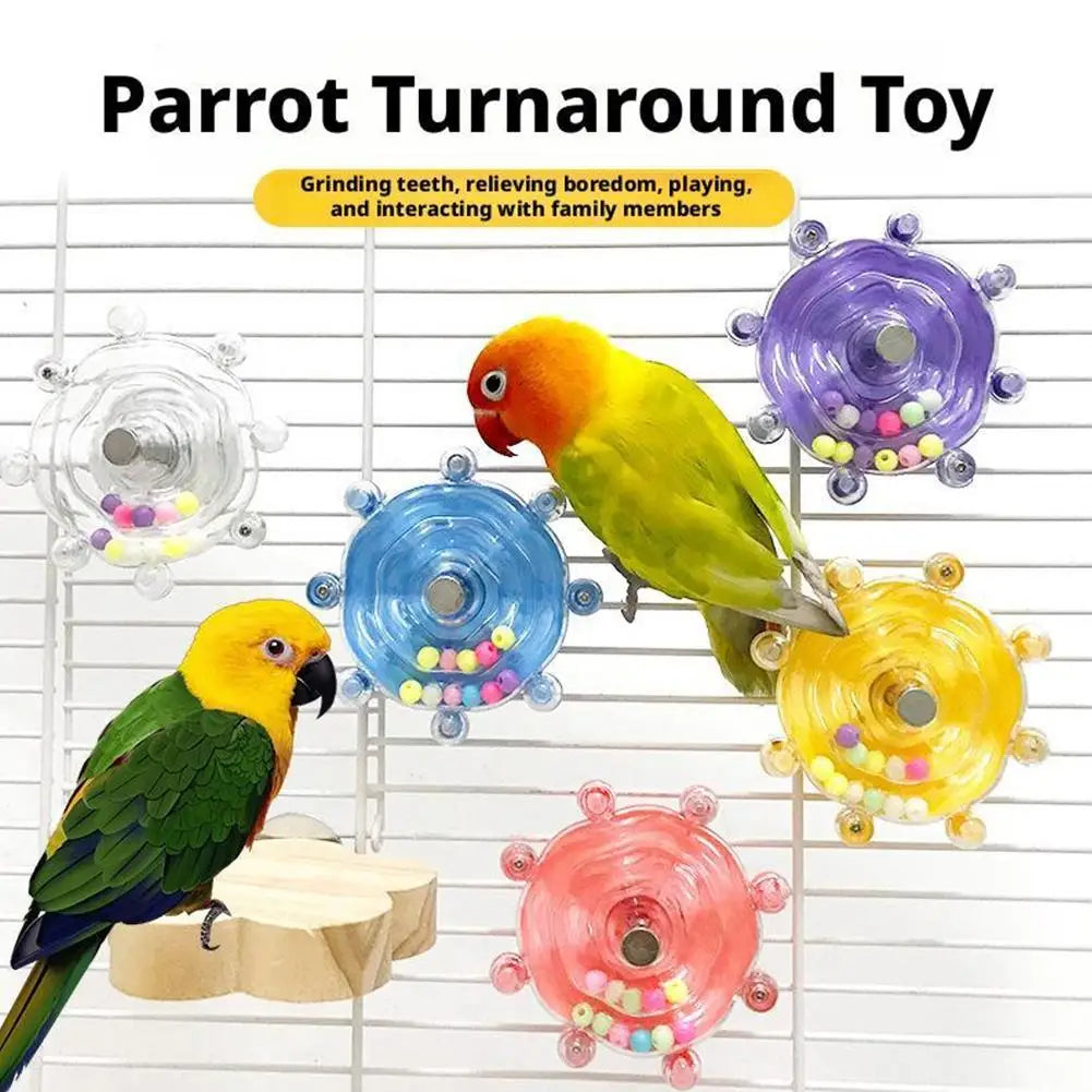 Parrot Toy Interactive Bird Cage Toy for Parrots Rotating Treat Dispenser for Mental Stimulation and Entertainment
