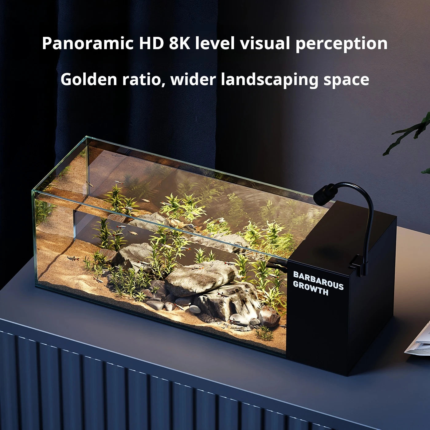 Rectangular 220V aquarium made of eco-friendly acrylic and glass, suitable for aquatic use