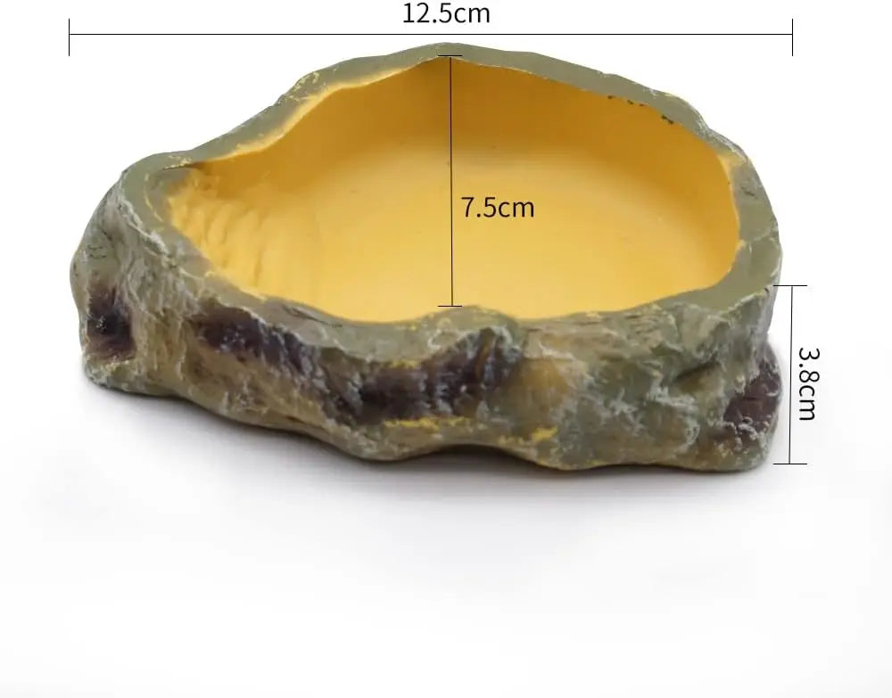Reptile Worm Water Bowl Resin Rock Dish Plate Terrarium Tank Turtle Food Bowls for Lizard Snake Frog Scorpion Hamster Feeder