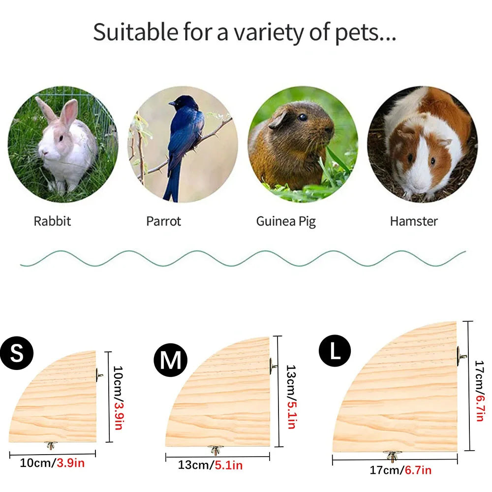 NatureNest Wooden Bird Perch Stand Rectangle Fan Shaped Shelf For Parrot Parakeet And Small Pets Cage Friendly
