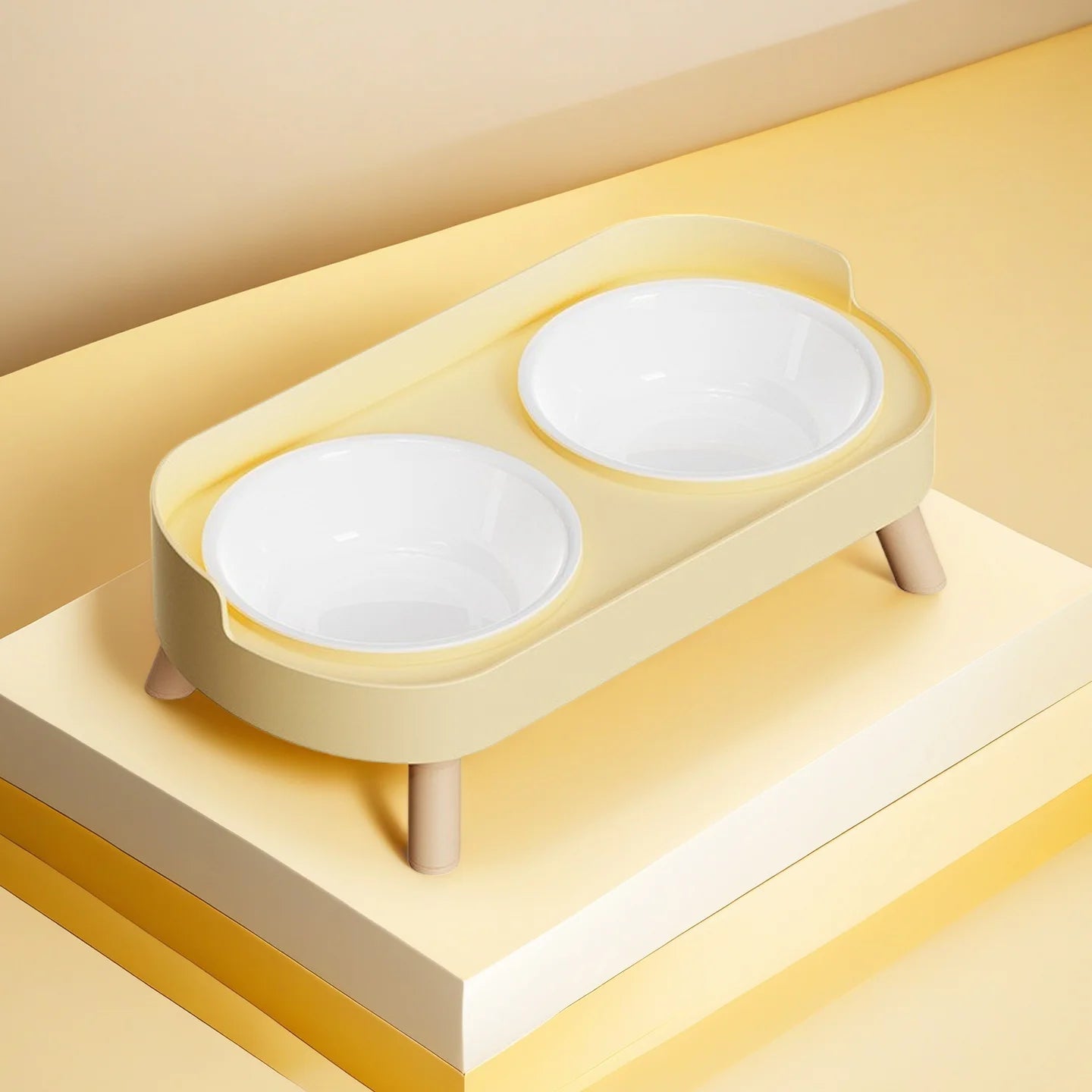 Dopamine Colorful Elevated Pet Feeder: Dual Stainless Steel Bowls with Neck Support - Fashion Food & Water Station for Pets