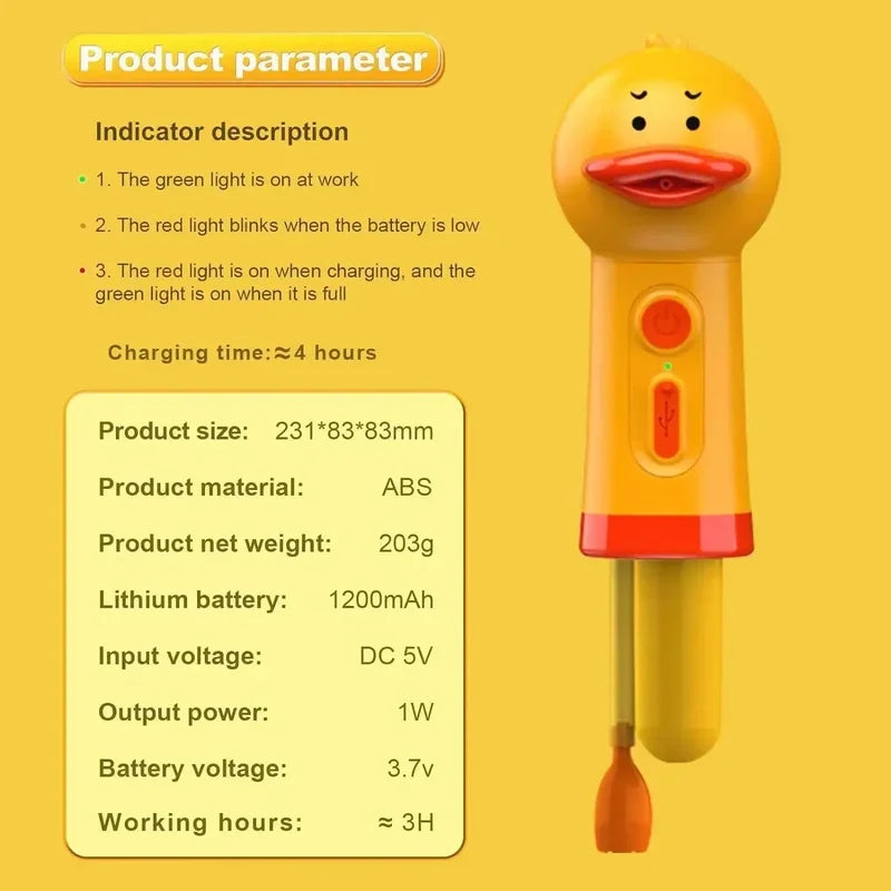 Electric Dog Shampoo Dispenser Shampoo Sprayer Little Yellow Duck Shampoo Foamer Pet Foaming Soap Dispenser Pets Bathing Bubbler