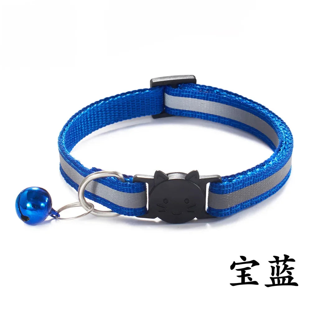 Reflective Breakaway Cat Collars with Bells Safety Buckle Adjustable Kitten Collar for Female and Male Cats