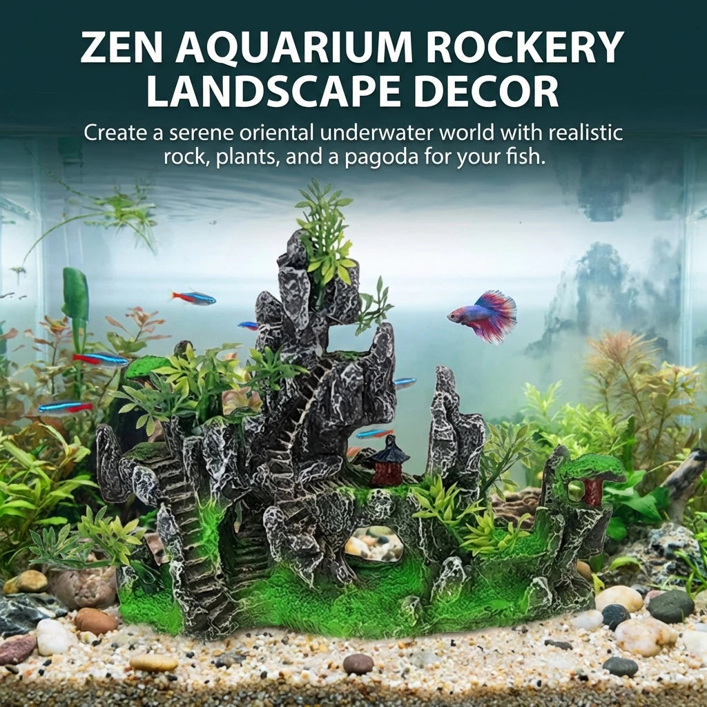 Aquarium Resin Rock Ornament Realistic Artificial Landscape Waterproof Fish Tank Decoration for Home and Office Decoration