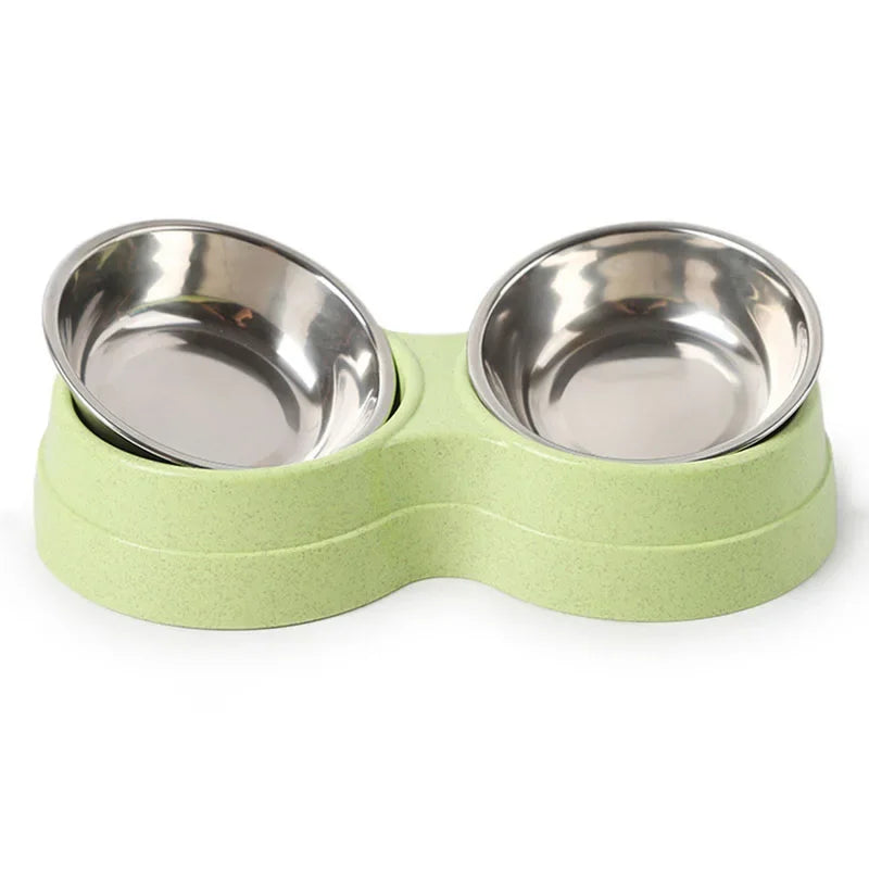 Stainless Steel Feeding Supplies for Cats and Puppies Dual Pet Bowl Dog Food Water Dispenser Pet Water Dispenser Dog Accessories