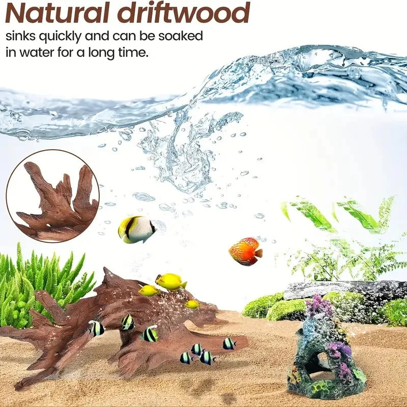 10-15CM Natural Driftwood Aquarium Decor - Premium Wood Fish Tank Ornament, Authentic Wooden Landscape for Aquatic Environments