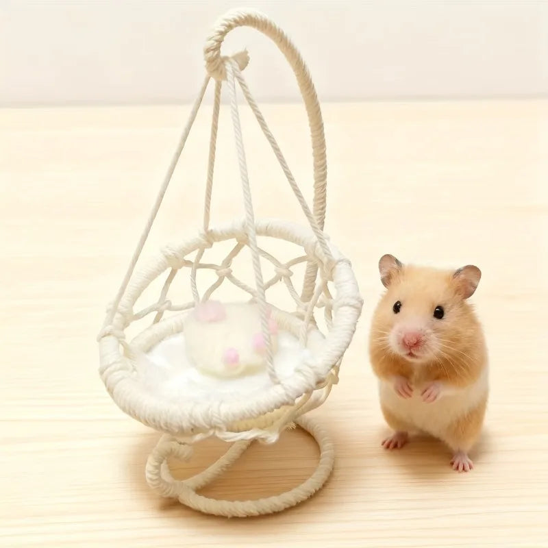 Hamster Swing Hammock Durable Hanging Cage Accessory with Soft Cushions And Small Pillows No Assembly Required Suitable Gerbils