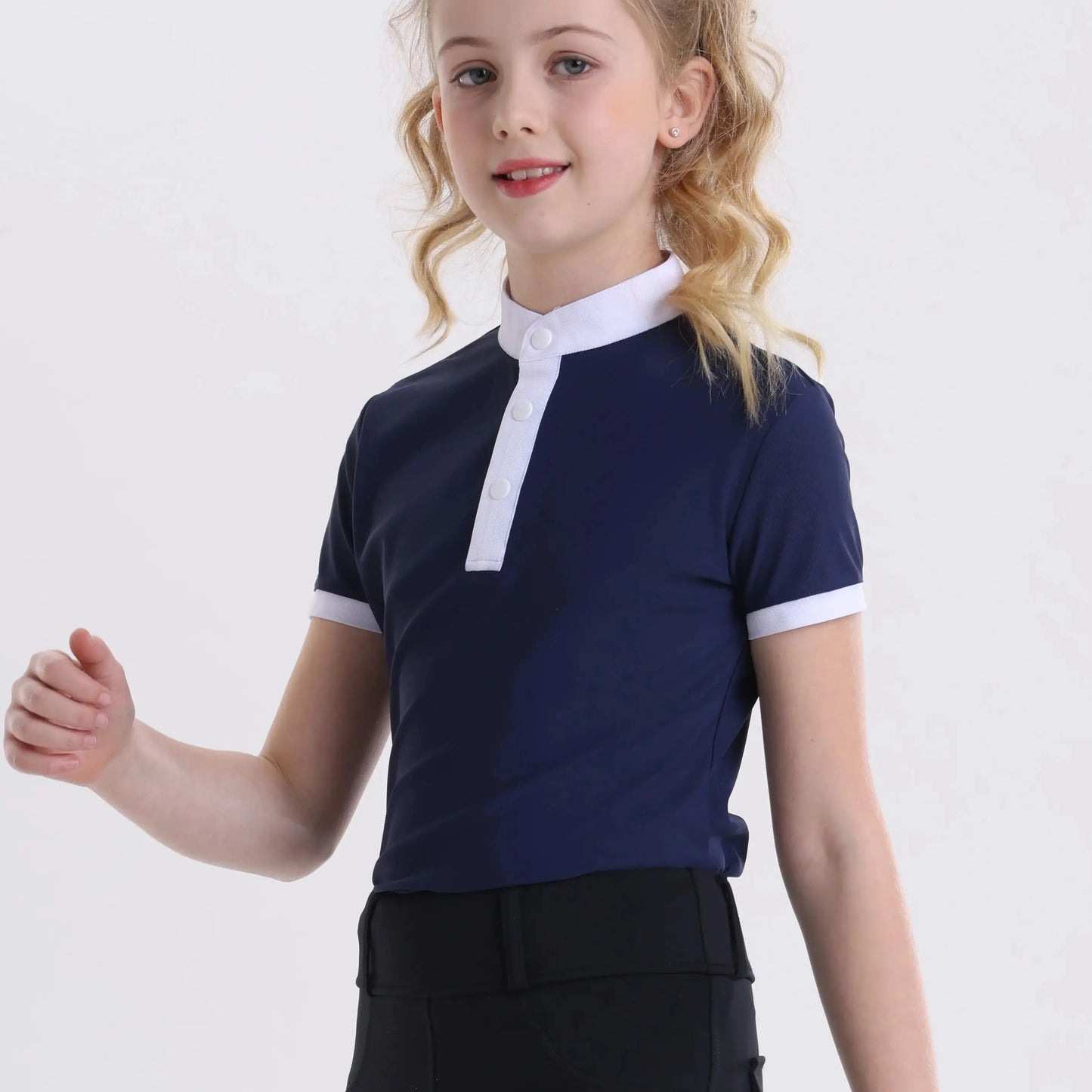 UURUU Girls Summer Equestrian T Shirt Short Sleeve Quick Dry Polyester High Elastic Riding Clothing