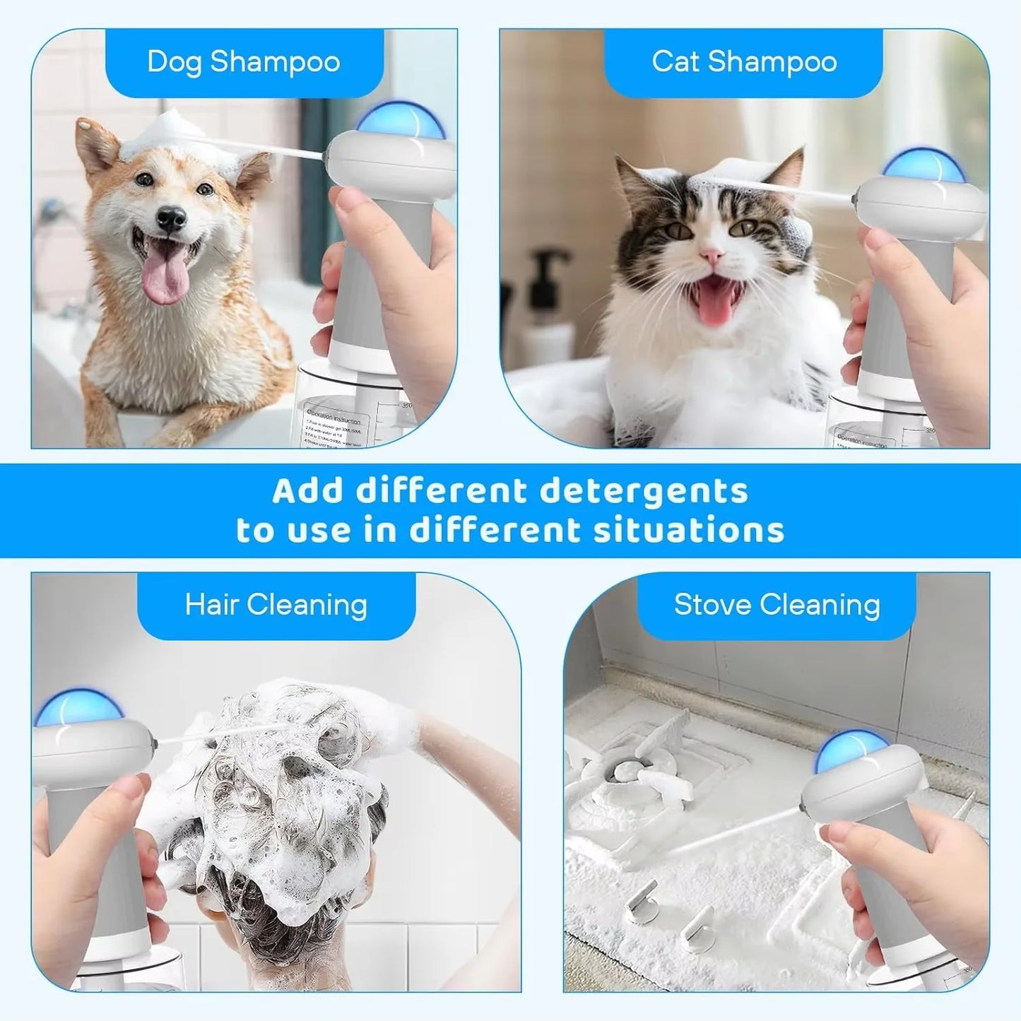 Pet Electric Bubble Machine Automatic Cat And Dog Bath Cleaning  Foam Pet Wash Generator Foam Sprayer Portable