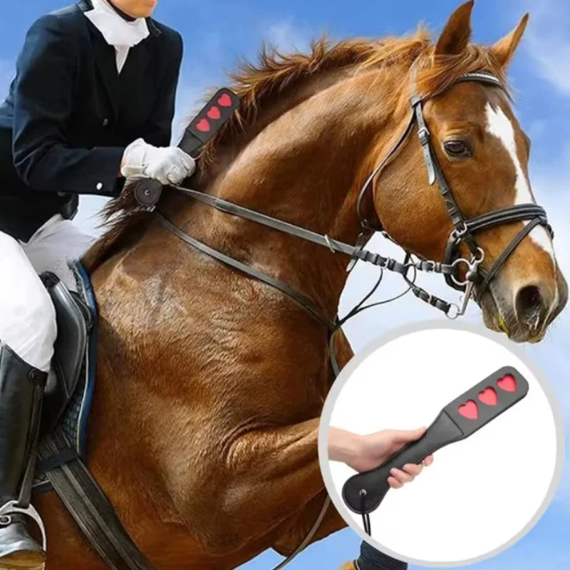 32CM High Quality Black Leather Horse Whip, Anti-slip Portable Equestrian Accessory for Outdoor Training