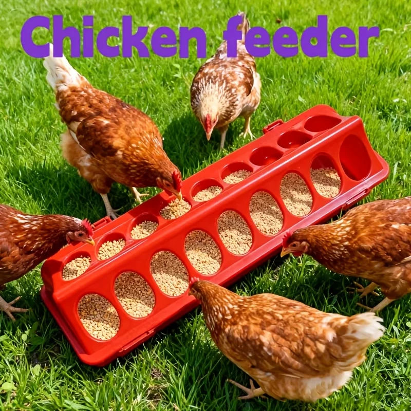 18 Hole Poultry Feeding Trough,Specially Designed for Chickens, Ducks,Geese and Other Poultry, Can Effectively Reduce Feed Waste