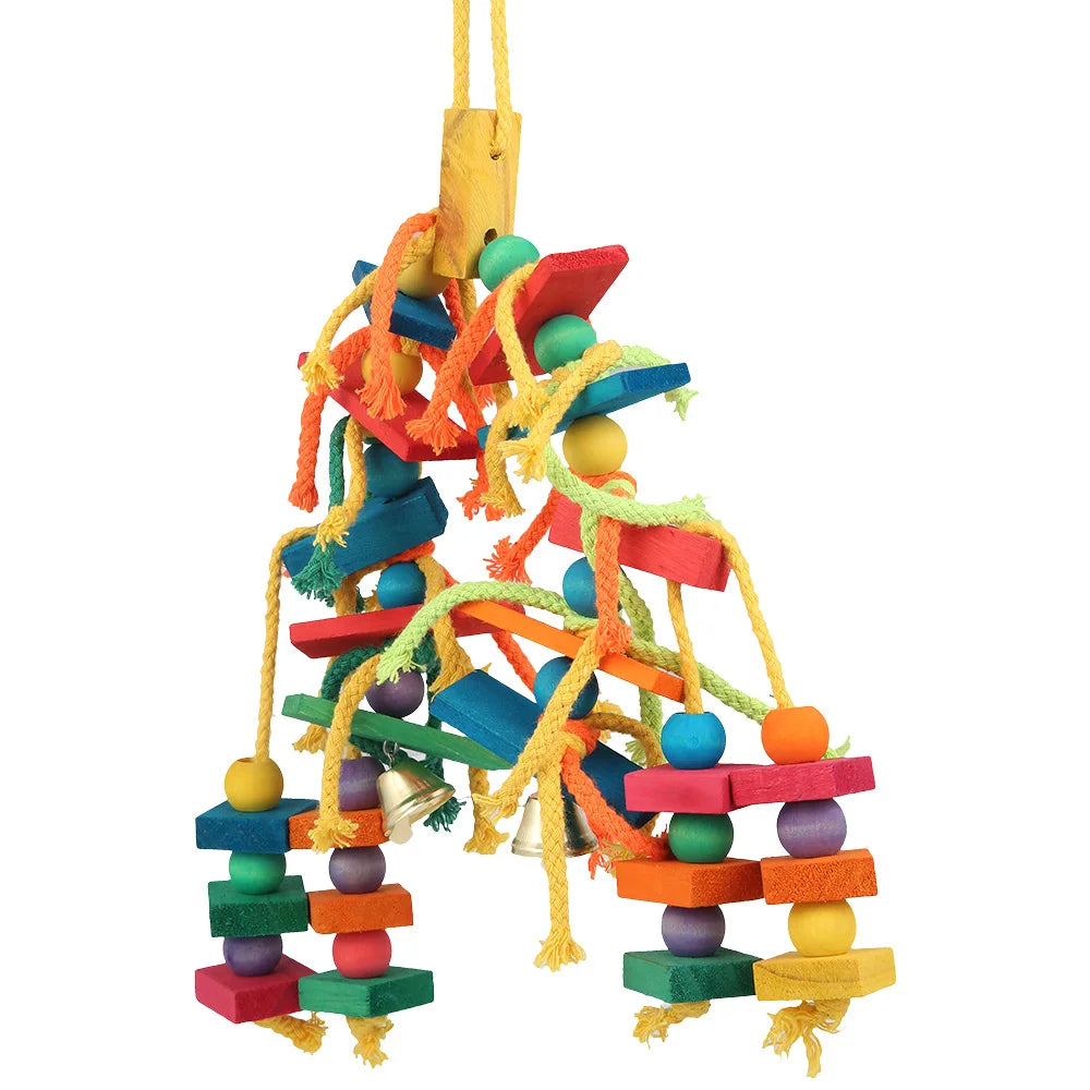 Natural Wood Parrot Bird Chew Toy For Beak Enrichment Safe Durable Parrot Toy For Indoor Play Non Toxic