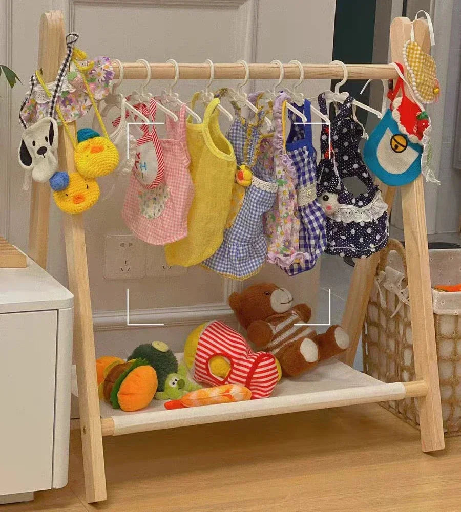 Solid Wood Pet Floor Coat Rack Wardrobe With Nine Hooks For Dogs And Cats Modern Living Room Storage Organizer