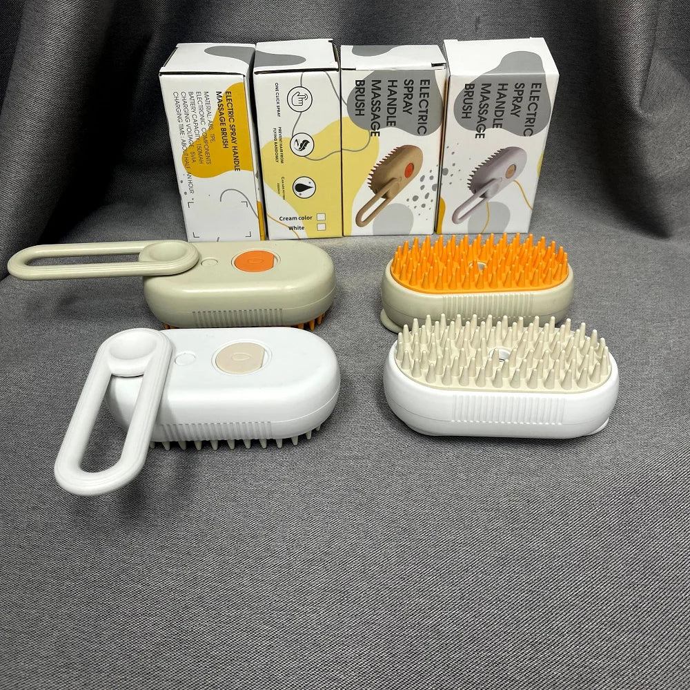 Rotate Steam Brush for Cat Dog Comb Electric Spray Removes Hair Cat Brush Soft Silicone Massage Grooming Comb Pet Accessories