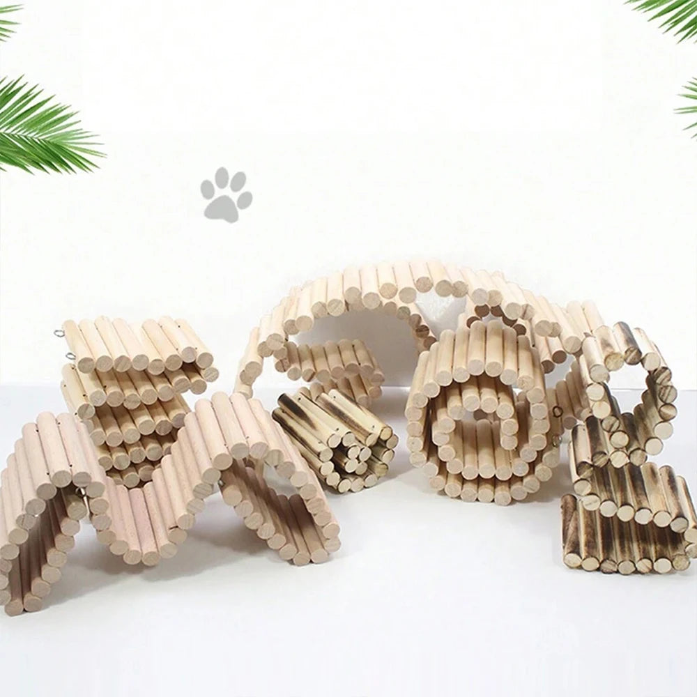 NatureNest Hamster Wooden Walls And Bridge Enrichment Natural Wood Texture Encourages Exploration And Nesting