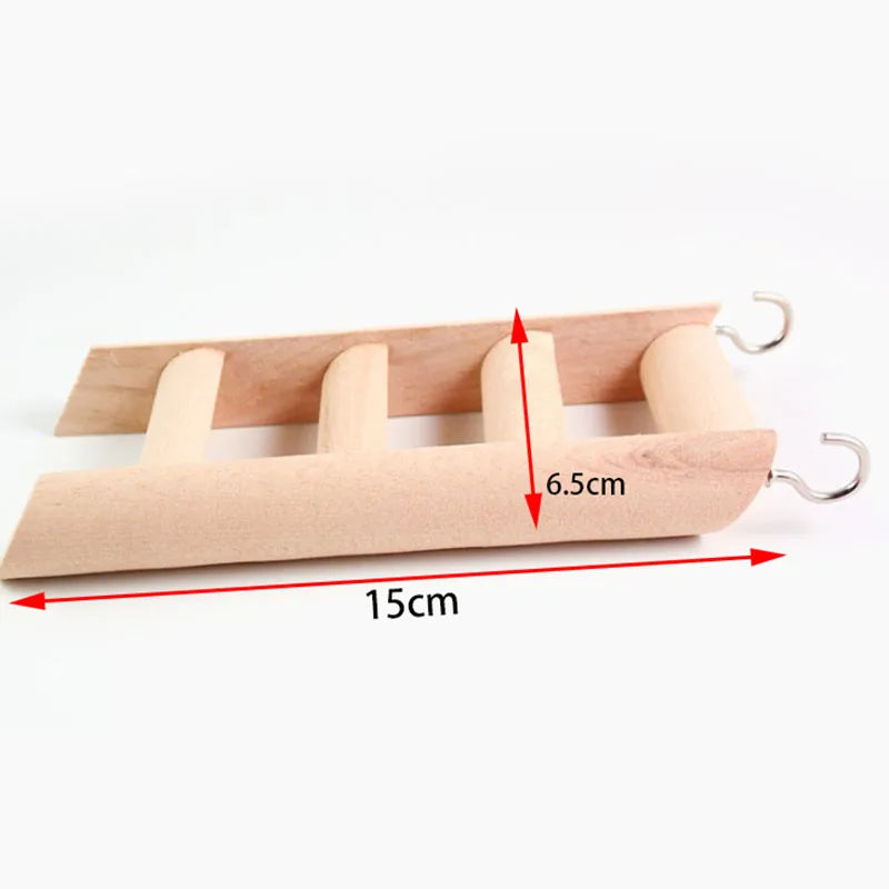 WoodlandWhiskers Wooden Ladder For Hamsters And Small Pets 15cm By 6.5cm - Natural Color Durable Wood Accessory