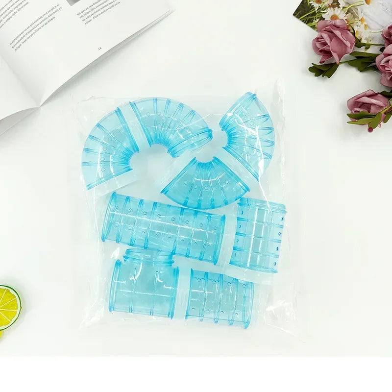 PetPlay DIY Hamster Tunnel Maze Set - Customizable Exterior Tubes, Transparent Design For Explorative Play