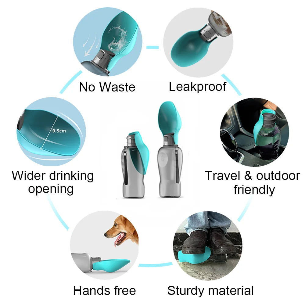 800ml Pet Water Bottle Portable Big Dogs Drinking Bowl High Capacity Leakproof Dog Water Dispenser Outdoor Cat Labrador Supplies
