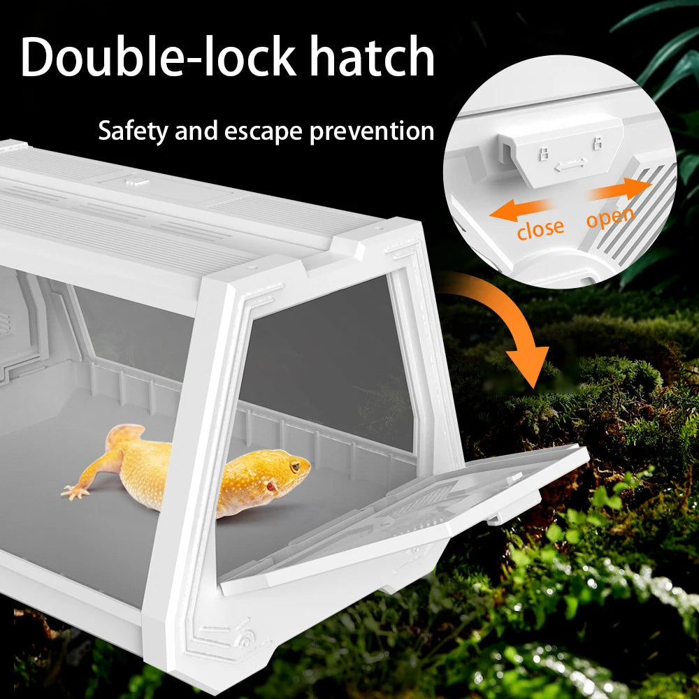 Reptile Terrarium Desktop Ecological Tank Escape-Proof Ventilated Habitat Breeding Box Mini Reptile Habitat for Gecko Snake Frog