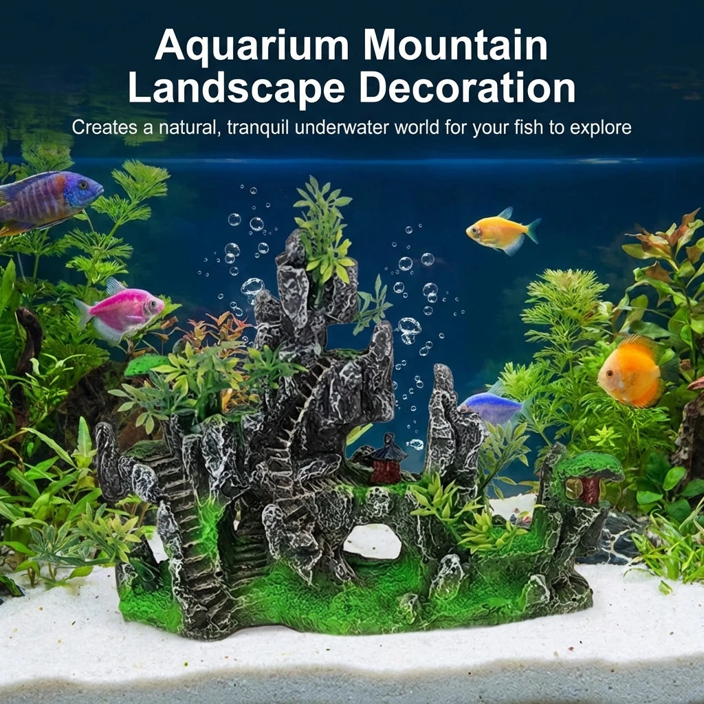 Aquarium Resin Rock Ornament Realistic Artificial Landscape Waterproof Fish Tank Decoration for Home and Office Decoration