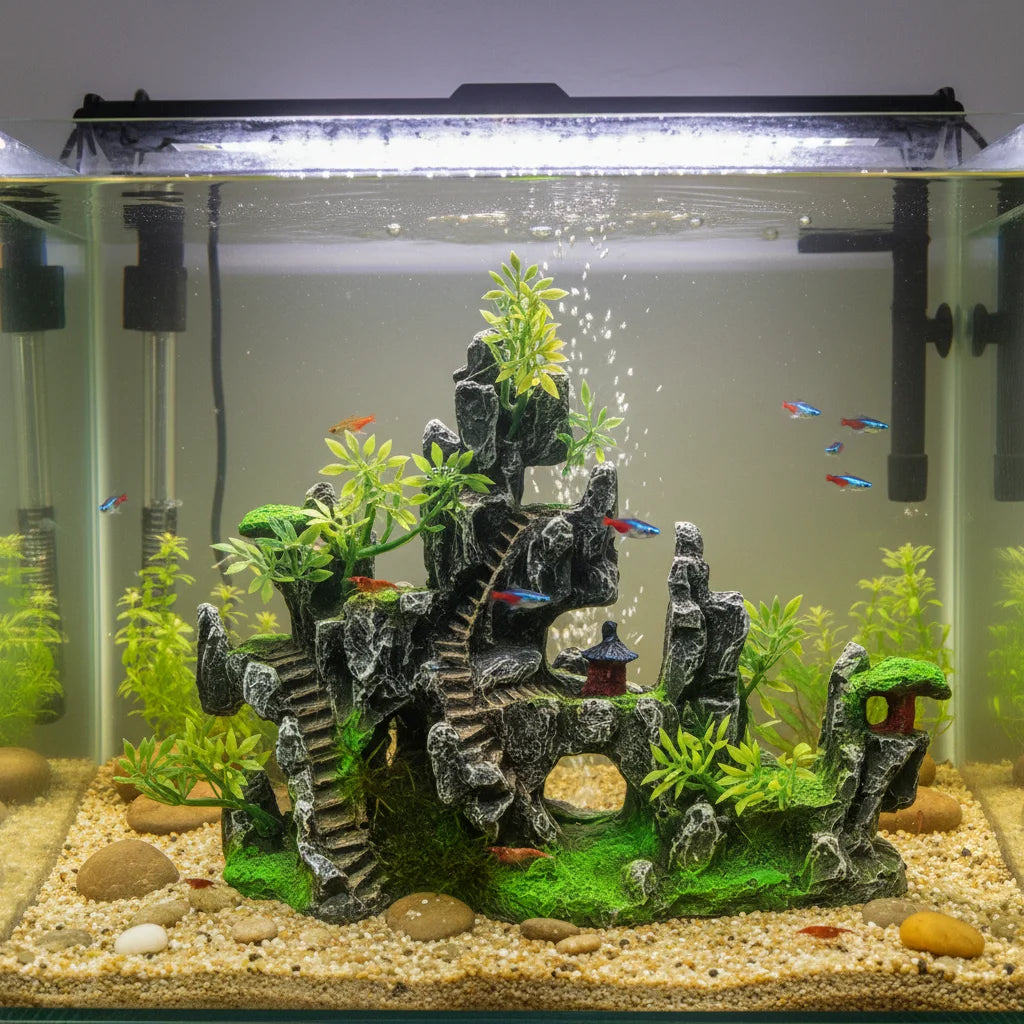 Aquarium Resin Rock Ornament Realistic Artificial Landscape Waterproof Fish Tank Decoration for Home and Office Decoration