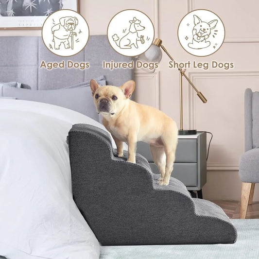 Curved Dog Stairs Ramp for High Beds Non-Slip Balanced Pets Steps for Small Dogs and Cats Easy Climbing Pet Stairs for Dogs