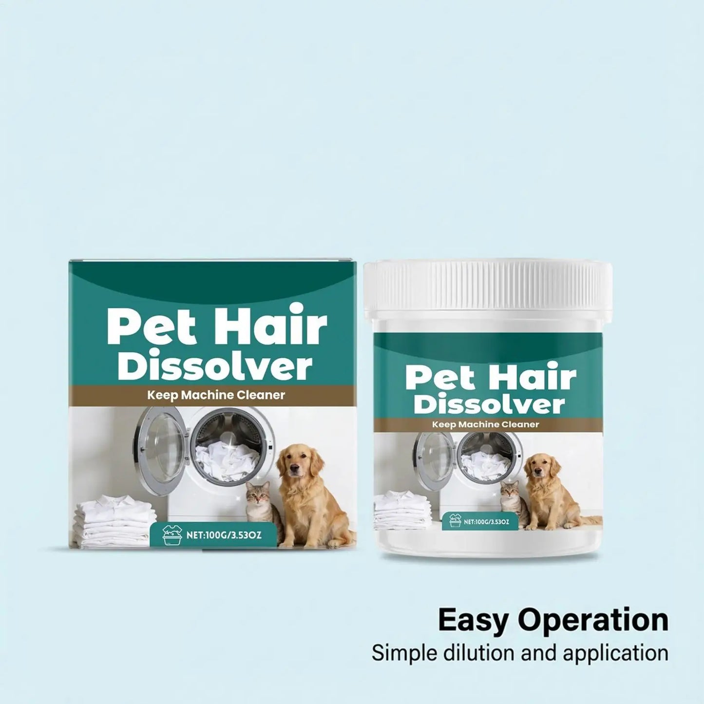100g Pet Hair Dissolver Laundry Cleaner Washing Machine Hair Remover Detergent Additive Multipurpose Laundry Dog Hair Catch