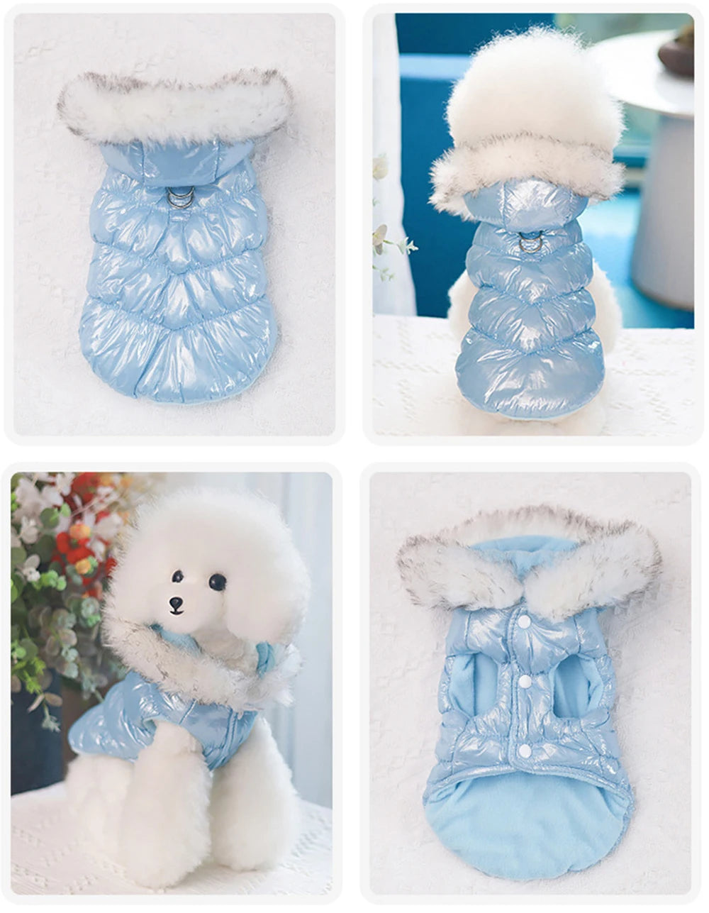 Fashion Winter Dog Down Jacket Warm Fleece Pet Coat for small Dogs Yorkshire Shih Tzu Luxury Fur Collar Puppy Clothes Outfits