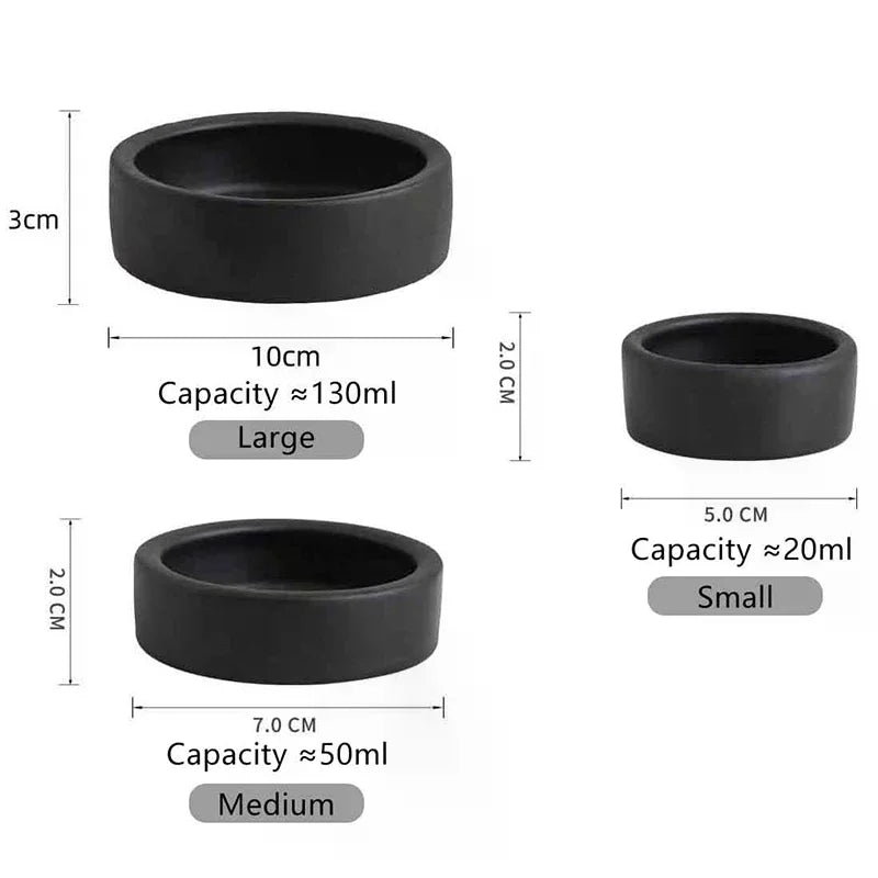Reptile Food Bowl Anti-Escape Ceramic Feeder Dish Black White Reptile Water Bowl For Hermit Crab Gecko Chameleon Corn Snake