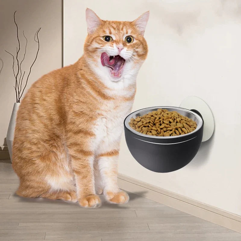 Stainless Steel Wall Mount Dog Bowl Anti Spill Magnetic Elevated Pet Food Bowl Fixed Mounted Cat Bowl Dishwasher Safe Hot Item