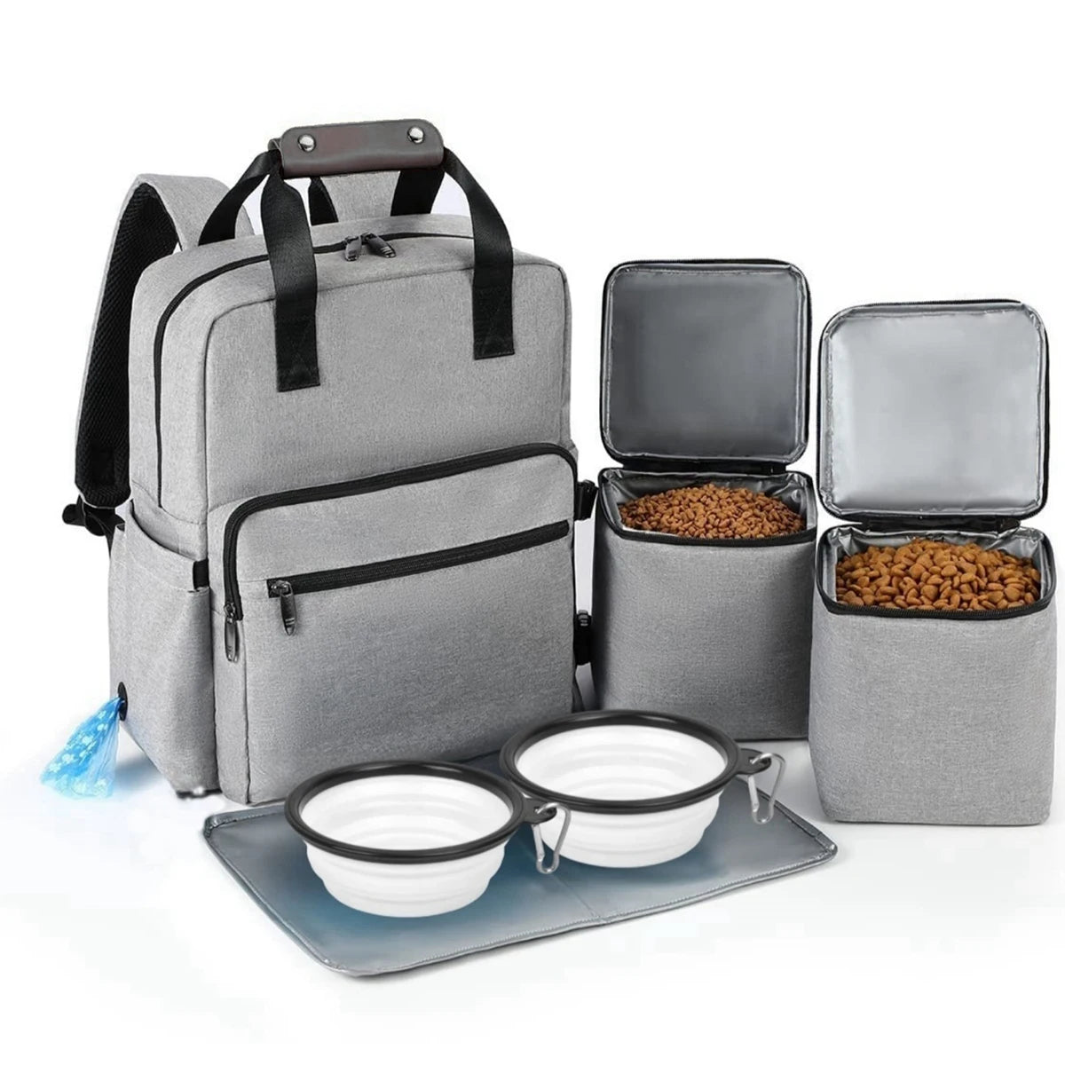 Pet Supplies Backpack Dog Cat Food Diaper Storage Backpacks Weekend Outdoor Large Capacity Tote Bag with Water Bowl Containers