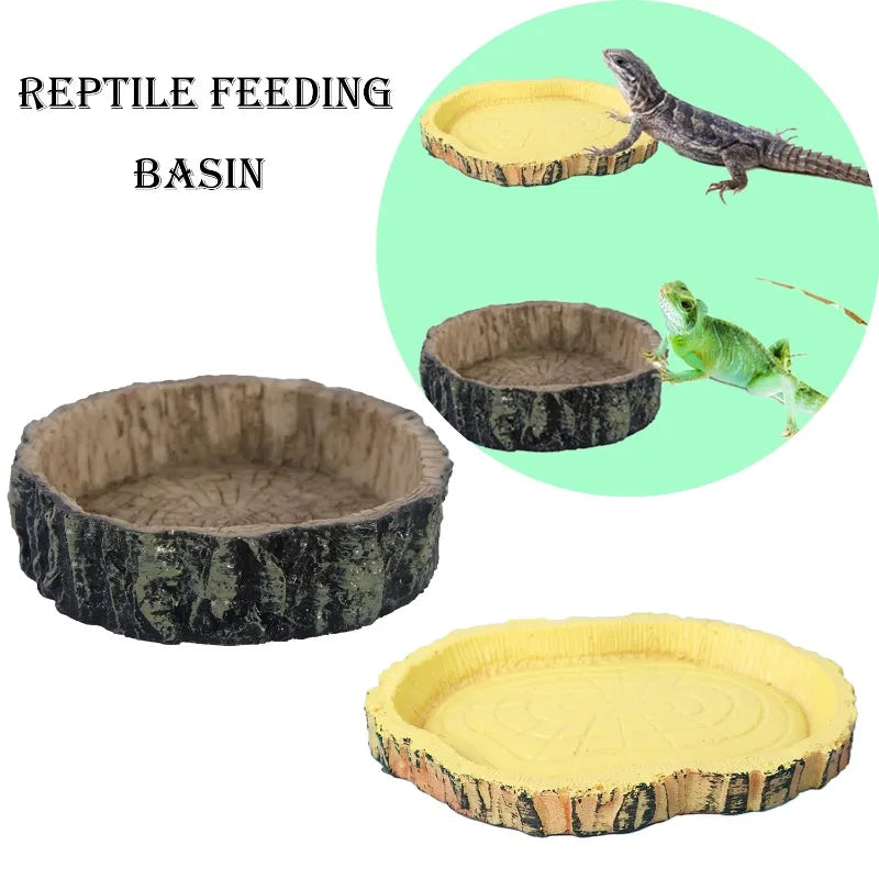 Reptile Bowl Resin Aquarium Pet Reptile Feeder Bowl Basin Food Water Pot Reptile Turtle Tortoise Scorpion Lizard Crabs Supplies