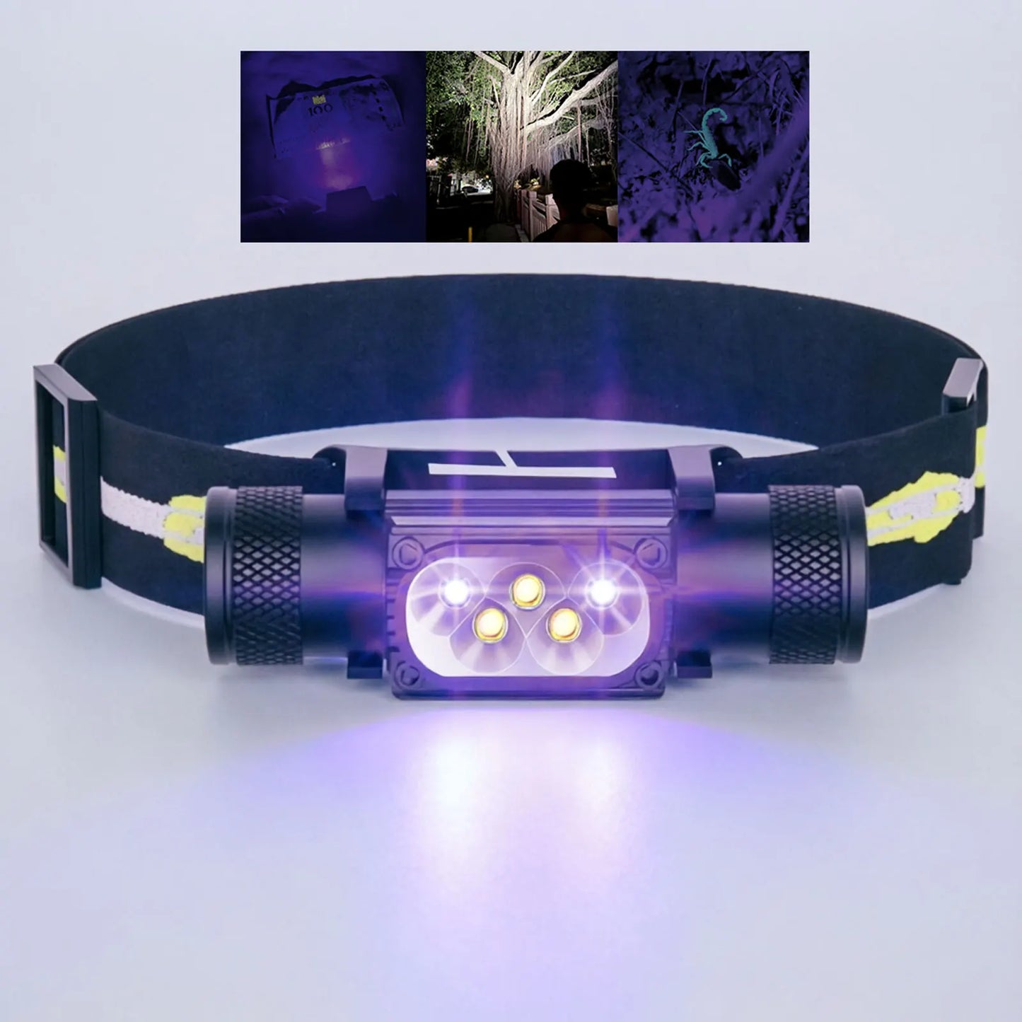 UV Headlamp Black Light 395 NM Ultraviolet Headlight Head Torch Flash Lamp Blacklight Detector for Dog Urine Pet Stain Bed Bug