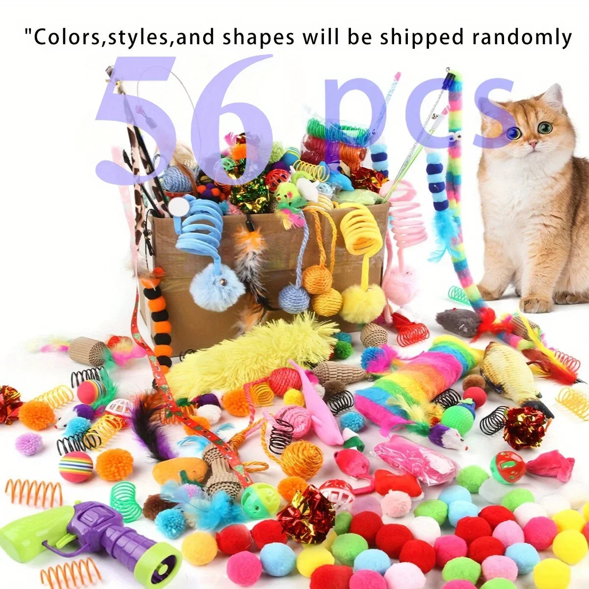 56pcs/28pcs/14pcs Cat Toys Mixed Pack.