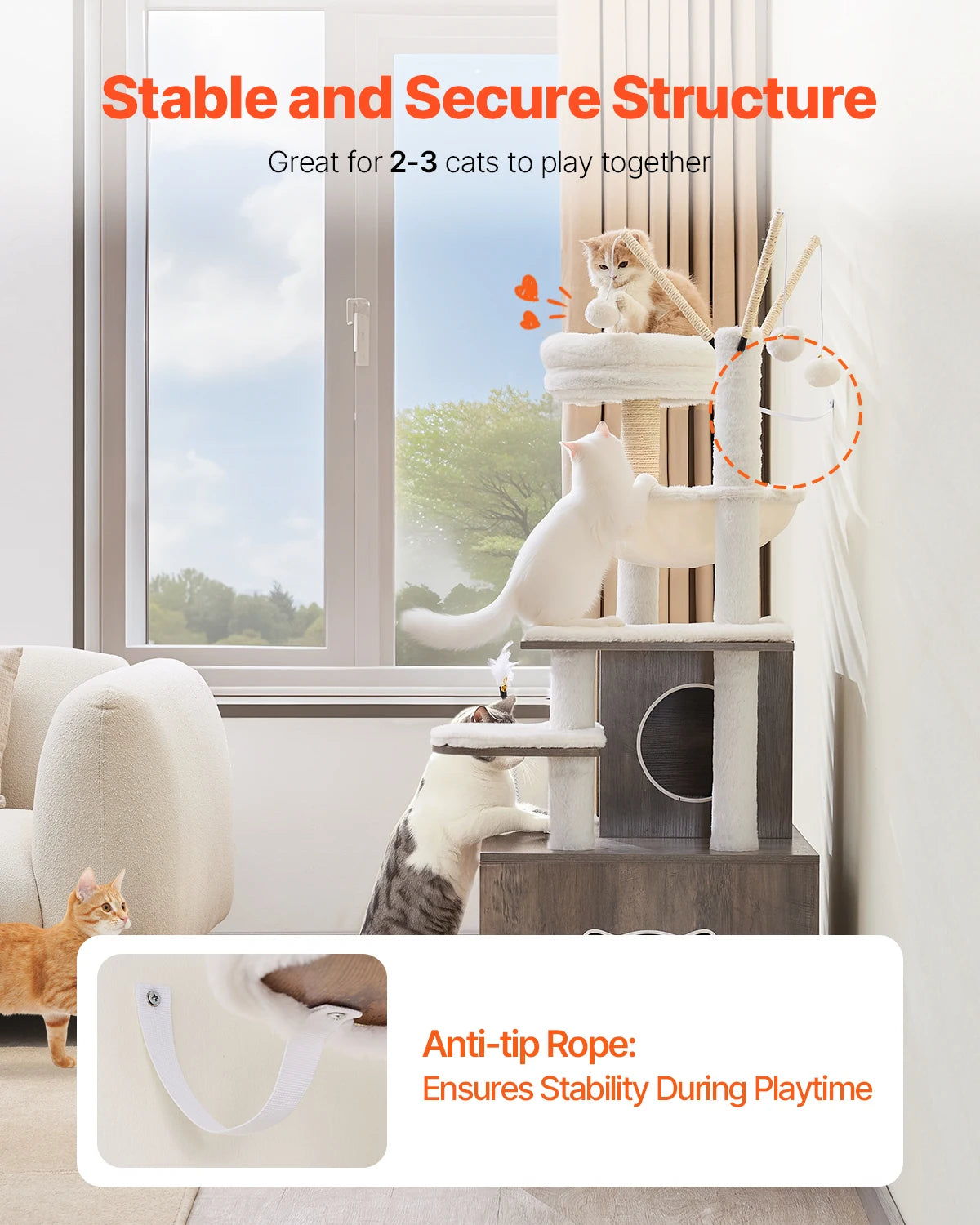 VEVOR Large Cat Tree with Litter Box Enclosure Multi-level Cat Condo Furniture with Sisal Scratching Post Hammock for Indoor Cat