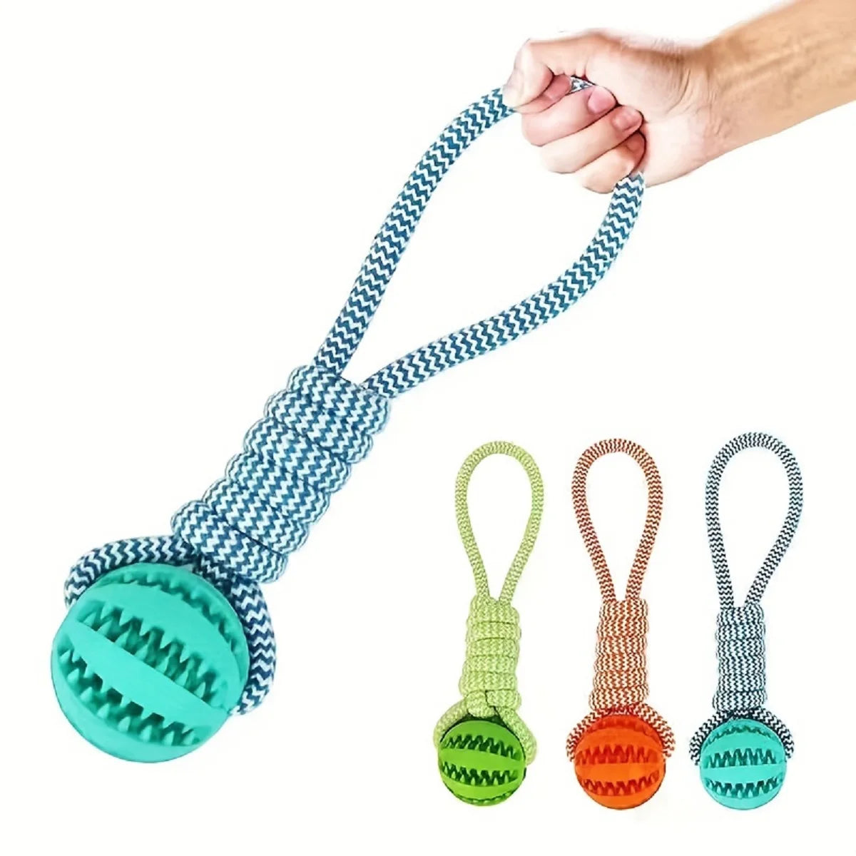 Interactive Dog Treat Ball with Rope