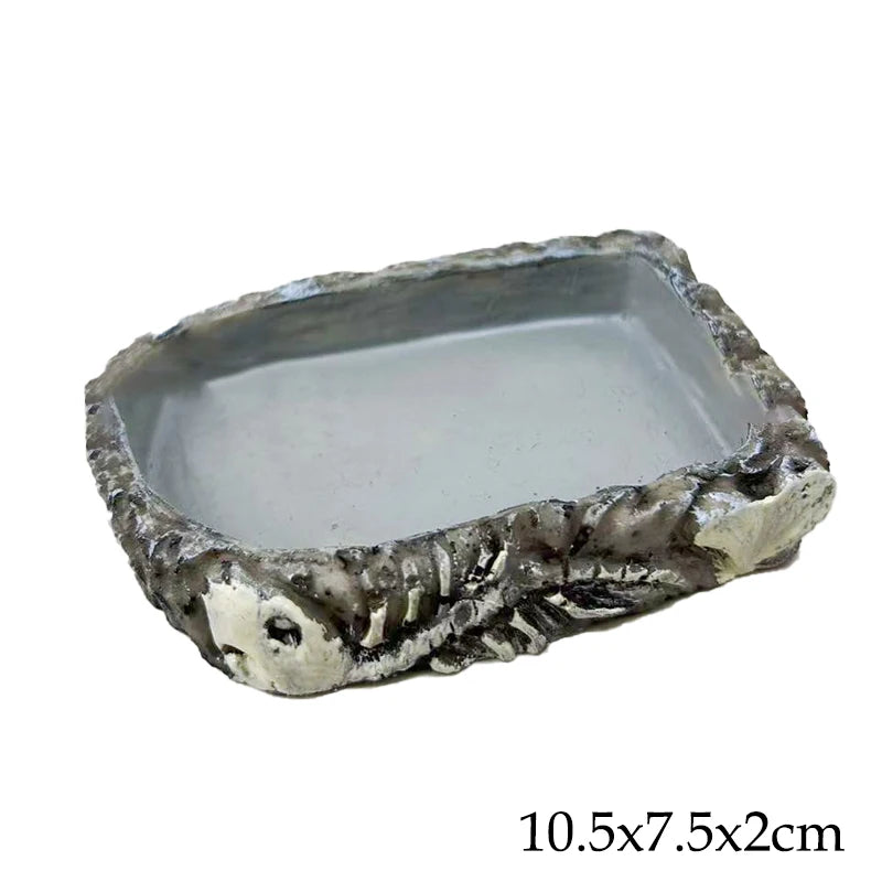 Imitation Stone Bowl Reptile Pet Feeding And Water Bowls Safe And Durable Ideal For Bearded Dragons And Other Small Reptiles