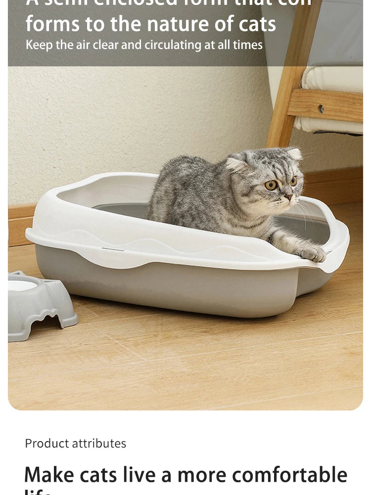 Semi-Enclosed Cat Litter Box