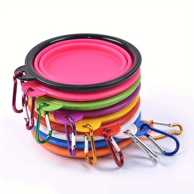 1/2Pcs Pet Supplies Food Bowl 2-in-1 Dog Bowl Water Bowl Silicone Folding Bowl Portable Outdoor Travel Telescopic Bowl