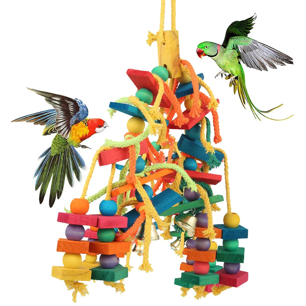 Natural Wood Parrot Bird Chew Toy For Beak Enrichment Safe Durable Parrot Toy For Indoor Play Non Toxic