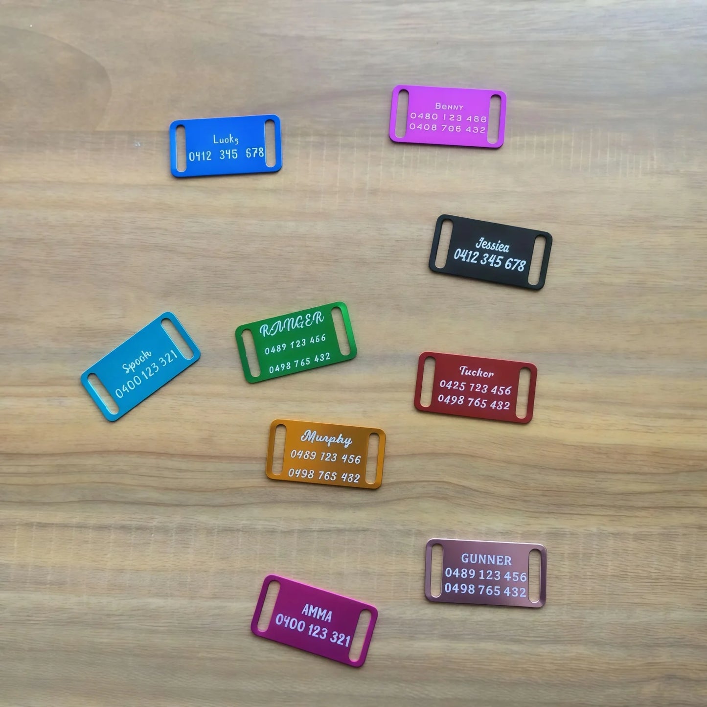 Custom Engraved Aluminum Dog ID Tag - Personalized Pet Collar Tag with Name & Phone Number