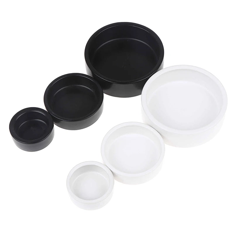 Reptile Food Bowl Anti-Escape Ceramic Feeder Dish Black White Reptile Water Bowl For Hermit Crab Gecko Chameleon Corn Snake