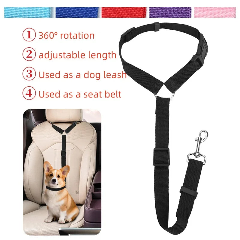 1PC Adjustable Pet Dog And Cat Seat Belt Safety Rope Car Headrest Restraint for Small Dogs Car Seat Belt Accessories