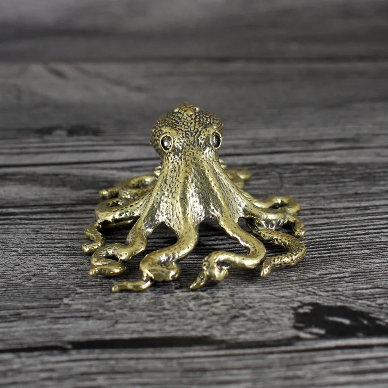 Brass Retro Octopus Cuttlefish Creative Marine Organism Office Desktop Ornament Accessories Small Tea Pet  Souvenir Gifts